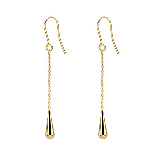 Yumay 9ct Gold Earrings for Women,High-Polished Teardrop Shaped Earrings for Girls.