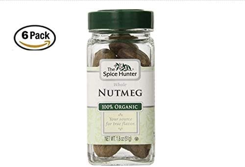 The Spice Hunter Nutmeg, Whole, Organic, 1.8-Ounce Jar (6 Pack)