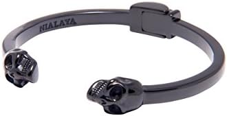 Nialaya Men's Black Skull Bangle
