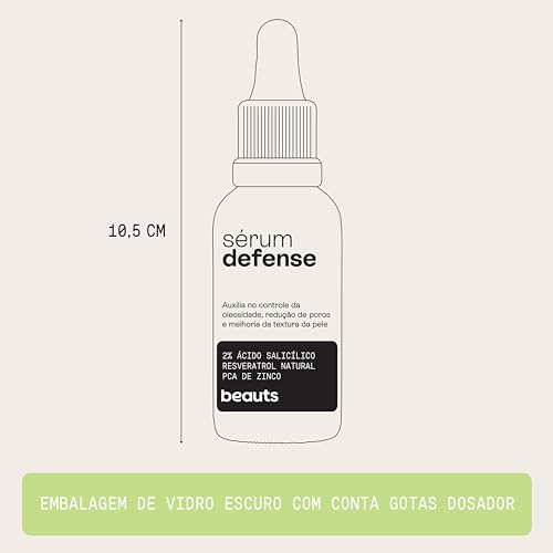 Serum Antiacne Ácido Salicílico 2% - Reduz a Oleosidade da Pele, Antiacne e Poros Dilatados - Com Resveratrol e Zinco PCA - Textura Aqua Gel - Vegano, 30g, Beauts