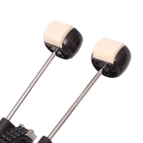 Double Bass Drum Pedal For Drum Set & Electronic Drums | Chain Drive, Adjustable, With Wool Felt Beaters