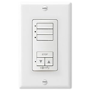 Somfy 1811071 DecoFlex WireFree RTS Wall Switch, 3 Channel, White Electric Window Shades Best Home Automation System