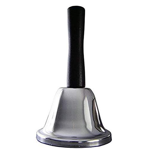 Domccy Silver Steel Tea Hand Bell for Wedding Events Decoration, Food Line, Alarm, Jingles, Ringing Stationery and Office Supplies, conferences, Home Office Supplies - Thumbnail 3