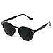 WearMe Pro Classic Small Round Retro Sunglasses, Black Frame/Black Lens
