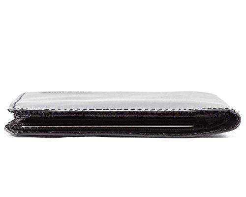 Big Skinny Men's L-Fold Passcase Leather Slim Wallet, Holds Up to 30 Cards, Black