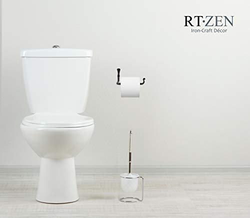 RTZEN Straight Decorative Wrought Iron Toilet Paper Hanger | Wall Mount Handmade TP Roll Holder | Mounted Black Forged Rod Metal Décor | Modern Retro Authentic Rot Handcrafted | Easy Installation - Thumbnail 3