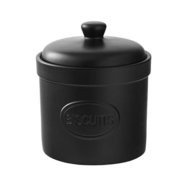 BIA-Biscuit-Barrel-Matte-Black-Matte-Storage-Jars-Stoneware-Kitchen-Storage-Biscuit-Barrel-Tea-Coffee-and-Sugar-Canisters-Set-Kitchen-Storage-Organisation-Available-in-White-and-Black BIA - Biscuit Barrel - Matte Black - Matte Storage Jar - Stoneware Kitchen Storage - Biscuit Barrel - Kitchen Storage…