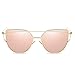 Cat Eye Sunglasses, Womens Gold+Rose Gold Lens Large Oversized Cute Glasses