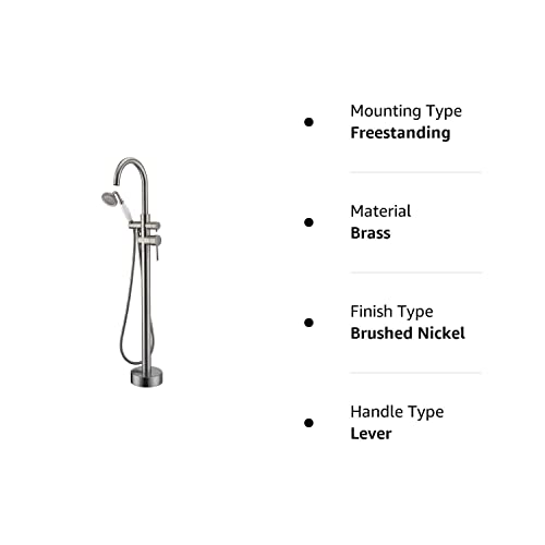 Freestanding Bathtub Faucet Tub Filler Brushed Nickel High Flow Rate 11.9GAL Floor Mounted