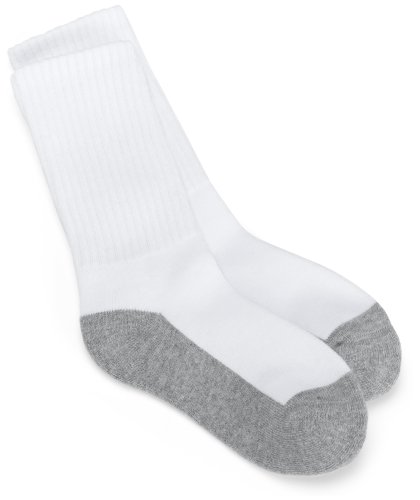Jefferies Socks Boys 8-20  Seamless Toe Athletic Crew, White/Grey, 6-pack 9-11
