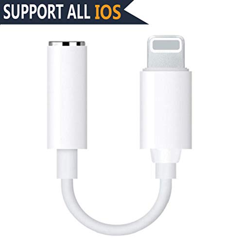 Headphone for iPhone X Adaptor Connector AUX 3.5mm Earphone Adaptor for iPhone X/XS/XR/8/8 Plus Converter Accessories Headphone Cable Splitter Audio Jack Headphone Cable Earbud Adapter Support iOS 12