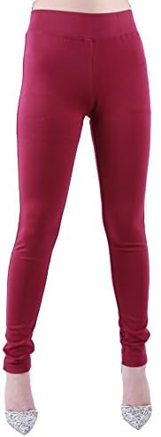 Favelem Women's Ease In To Comfort Fit Stretch Skinny Pants(XS,Burgundy)1302-1