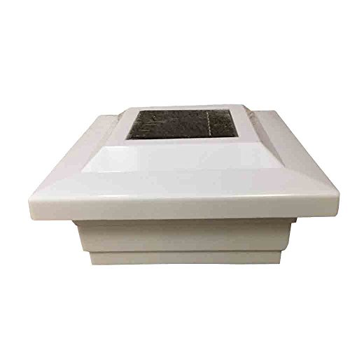 Solar Post Cap 5x5 PVC/Vinyl Low Profile 4 SMD LED Off White Solar Light (White)