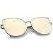 zeroUV Oversize Slim Metal Frame Colored Mirror Flat Lens Cat Eye Sunglasses 58mm (Matte Gold/Pink Mirror)
