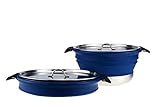 Dr. Si 3.8 Liter / 4 Quarts Family Size Collapsible Cooking Pot Silicone, BPA Free FDA Certified, Stainless Base & lid, Excellent for Outdoor Camping, Compact(Navy)