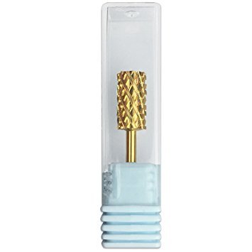 PANA 3/32" Shank Size Professional - Flat Top Large Barrel Gold Carbide 4X Coarse Grit - Nail Drill Bit for Dremel Machine