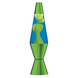 14.5-Inch Metallic Lava Lamp with Metallic Base, Yellow Wax/Blue Liquid/Green