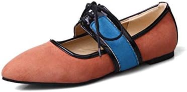 Women Ballet Flat Shoes Suede Pointed Toe Fashion Patchwork Female Summer Flats Non-Slip Mary Jane Shoes