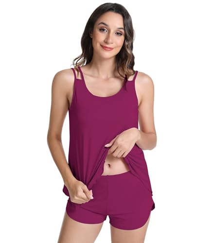 NACHILA Women's Bamboo Viscose Split Short Pajama Set, Soft Cami Set at Amazon