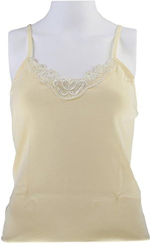Ladies Plain Camisole Cotton Vest Top Lace Trim Neck Design Cami Tank Strappy (1000)