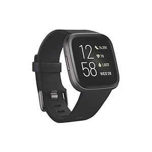 Fitbit Versa 2 Health & Fitness Smartwatch with Voice Control, Sleep Score & Music, One Size, Black – Carbon