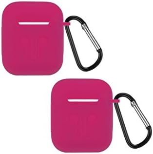 Juoos Airpods Case Shockproof Protective Silicone Skin Cover with Keychain Travel Carrying Box Case for Apple Air Pod Charging Case - 2 PACK (Rose)