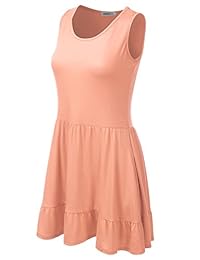 Doublju vestido de dobladillo sin mangas con volantes y ajuste holgado para mujer con talla grande (fabricado en Estados Unidos)