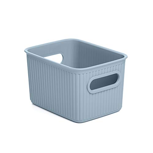 Cesta Almacenaje Plastico 1,5 L Baobab | Caja Organizadora | Asas Integradas | Diseño Compacto y Versátil | Plástico Libre de BPA | 12.5x16.4x10 cm, Azul