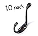 Ambipolar 10 Pack Heavy Duty Metal Decorative Dual Coat Hook/Hat Hook - Wall Mounted (Two Types of Screws Included), Wall Hook, Double Coat Hanger, 3-1/2