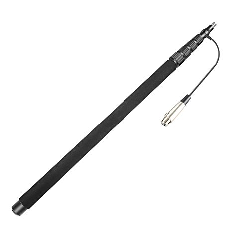 Neewer Portable Handheld Microphone Boom Pole with Built-in XLR Audio Cable, 5 Sections Stretchable 32.6-131 inches, Aluminum Construction with Easy Twist Locks and Padded Handle for Zoom Microphones