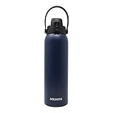 Aquatix Flip Top Double Wall Insulated Stainless Steel Sports Water Bottle (Midnight Blue, 32-Ounce)