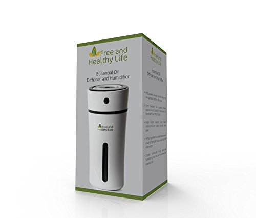 Free and Healthy Life Mini Humidifier Travel Portable Car Small Cool Mist Office Nightstand LED Light Ultrasonic Capacity 300ml - Black Accent