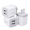 USB Plug, USB Wall Charger 3 Pack, GiGreen Dual Port USB Electrical Plug Cube 5V 2.1A Charging Block USB Outlet Plugs…