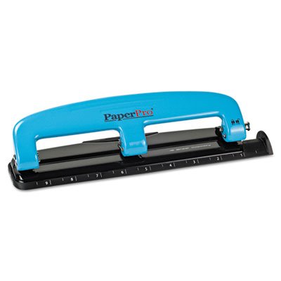 12-Sheet Capacity ProPunch Compact Three-Hole Punch, Rubber Base, Blue/Black, Sold as 1 Each