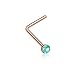 20G Synthetic Rose Gold Opal Sparkle L-Shaped Nose Ring (Teal)