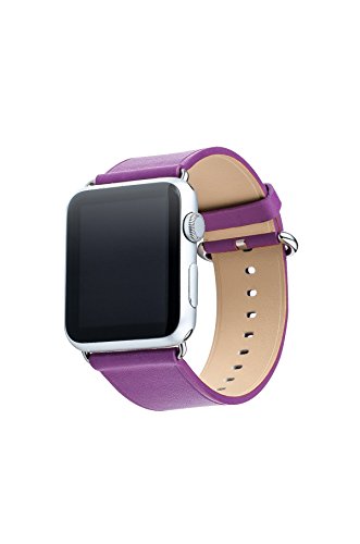 For Apple Watch Band, Aisun Vintage Embossed Genuine Leather strap Wrist Band Replacement with Metal Clasp for iWatch All Models (Purple 38mm)