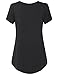 Vinmatto Women's Scoop Neck Pleated Blouse Top Tunic Shirt (XL, Solid Black)