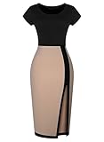 Voinnia Women's Optical Illusion Split Edge Business Bodycon Dress
