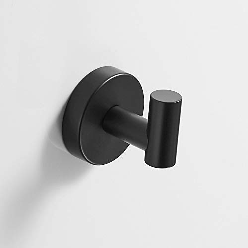 Bathroom Hardware Set 12''Towel Bar, Toilet Paper Holder, Towel Ring, Robe Hook,Black Wall Mounted Bath Hardware Accessory Set