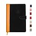 Transcending Waves - Undated Daily Planner, Hourly Habit Tracker to Boost Productivity, Faux Leather Agenda Notebook for Your Goals, Tasks and Schedules, 8.3 x 5.8 Inches, Black