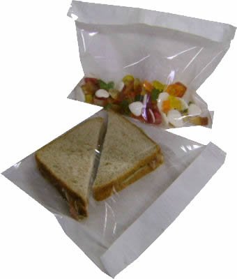 100 White Film Front Clear Cellophane Paper Window Sandwich Food Photo Display Bags (10" x 12")