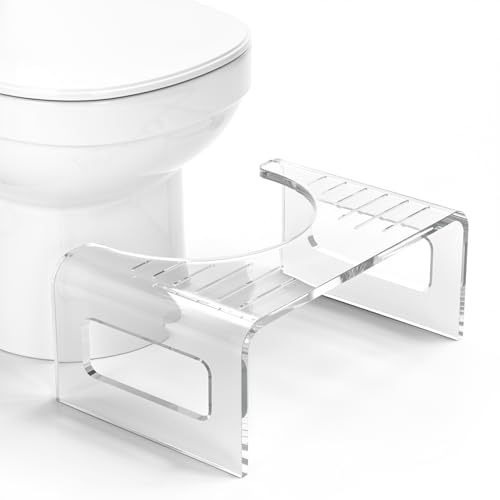 AmazerBath 7 Inches Acrylic Toilet Stool, Clear Bathroom Poop Stool for Adults, Modern Design Non-Slip Pooping Stool, Strong Load-Bearing, Blends Seamlessly Into Any Bathroom
