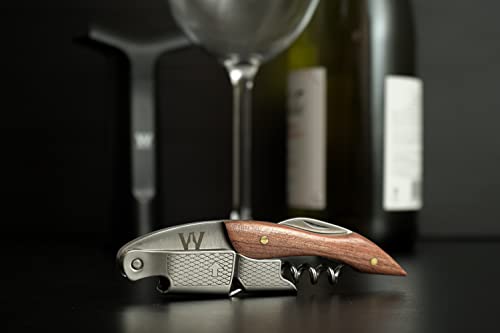 Abridor De Vinho Profissional Tipo Sommelier Saca Rolhas Em Aco 304 + Madeira Marrom