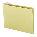 Smead Colored Hanging File Folder with Tab, 1/5-Cut Adjustable Tab, Letter Size, Yellow, 25 per Box (64069)