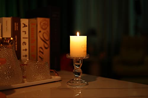 GMWD 3 Pcs Glass Candle Holder Set Clear, Transparent Candlesticks Holders Pillar Taper Candles Tealight Stand for Wedding Centerpieces Home Decorations Dining Table