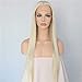 Udreamy Platinum White Blonde Heat Resistant Synthetic Lace Front Wigs for Women 24 Inch