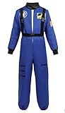 Halloween Astronaut Costume for Kids Role Play Child NASA Flight Jumpsuit Costumes Blue M