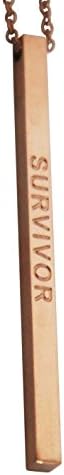 Life Token Custom Personalized Engraved Message Survivor Novelty Jewelry Gift Necklace (Rose Gold)