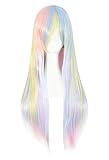 MapofBeauty 28"/70cm Beautiful Side Bangs Multi-colour Long Straight Cosplay Party Wig