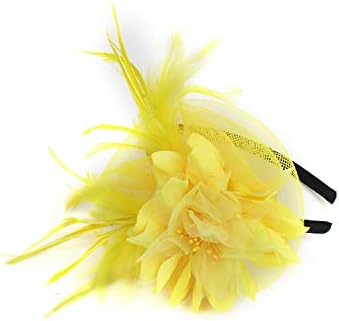 VACIGODEN Netting Feathers Big Flower Headband Party Girls Women Fascinator Headwear Cocktail Hat Head Decoration